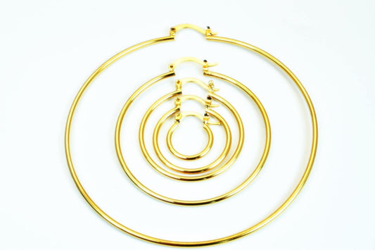Plain Hoop Earrings, 18K Gold Filled EP Findings,15mm, 20mm, 25mm, 30mm, 35mm, 40mm, 50mm,  thickness of 1.5mm; only 15mm...