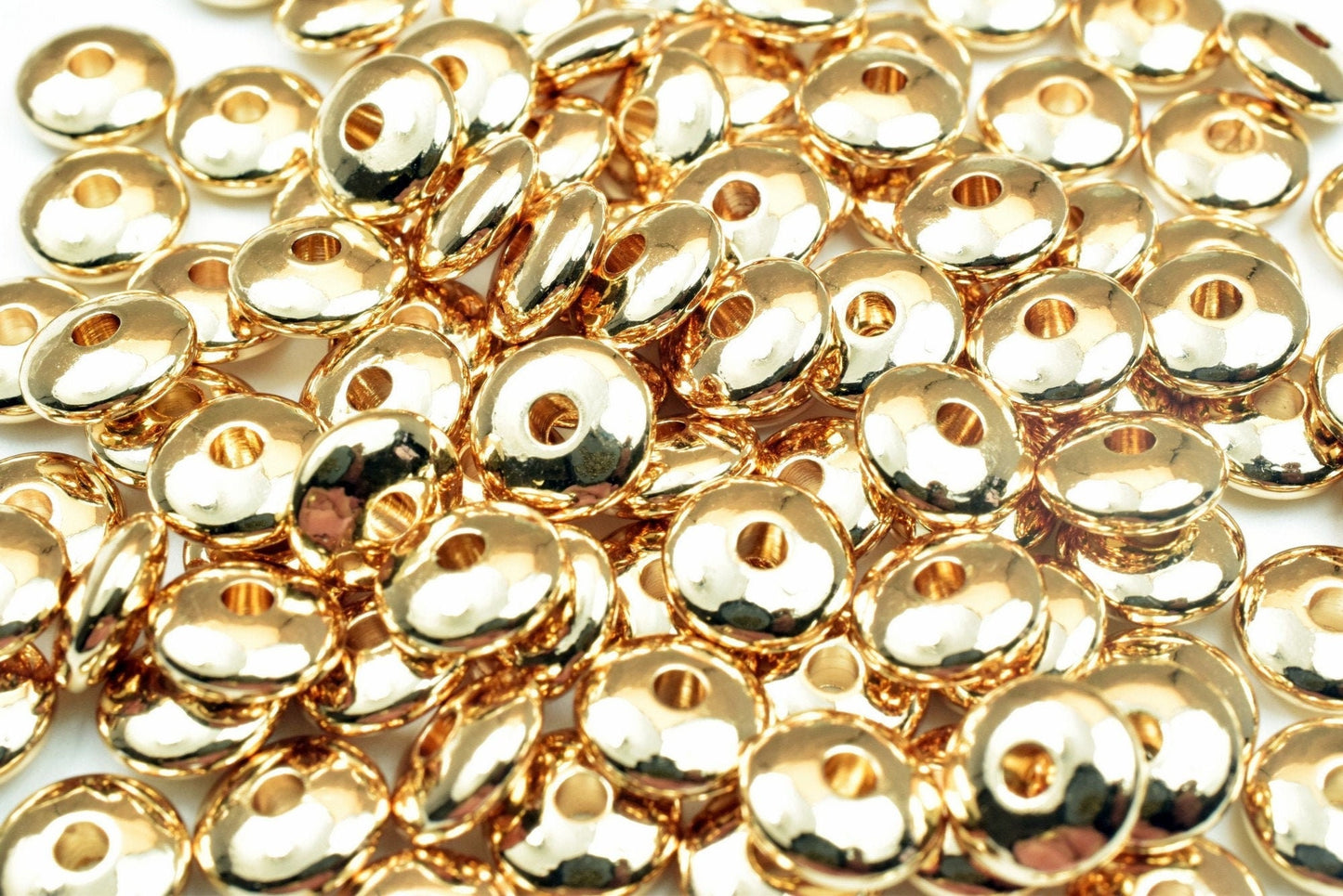 Gold Filled Findings - 8x3mm & 6x3mm Rondelle Spacer Beads - Electroplated Durable Finish, Copper Core, Crafting Jewelry Components