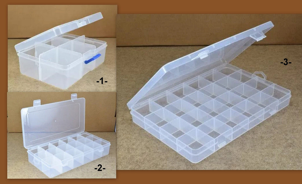 Container Box Case Organizer: Clear Plastic, 6-24 Compartments for Beads, Charms | Compact Jewelry Storage, Portable Craft Holder