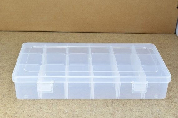 Container Box Case Organizer: Clear Plastic, 6-24 Compartments for Beads, Charms | Compact Jewelry Storage, Portable Craft Holder