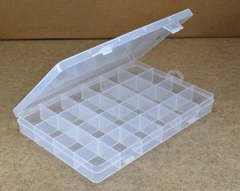 Container Box Case Organizer: Clear Plastic, 6-24 Compartments for Beads, Charms | Compact Jewelry Storage, Portable Craft Holder