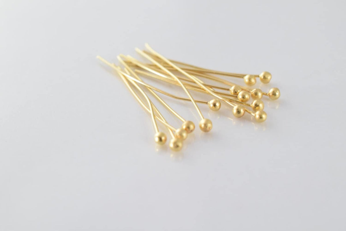 Round Head Pin Gold Filled Alternative - Jewelry Making Pins - Electroplated , Tarnish-Resistant Finish, Multiple Lengths