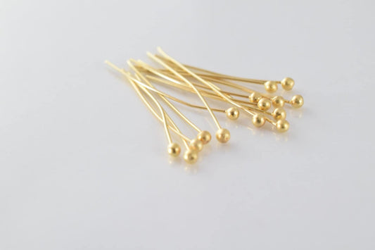 Round Head Pin Gold Filled Alternative - Jewelry Making Pins - Electroplated , Tarnish-Resistant Finish, Multiple Lengths