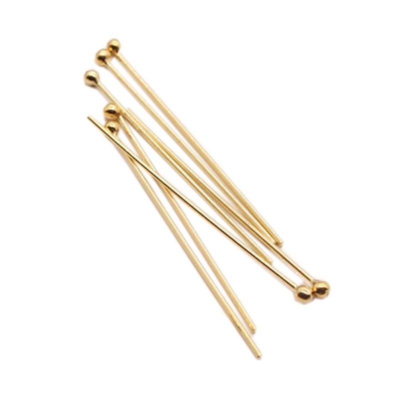 Round Head Pin Gold Filled Alternative - Jewelry Making Pins - Electroplated , Tarnish-Resistant Finish, Multiple Lengths