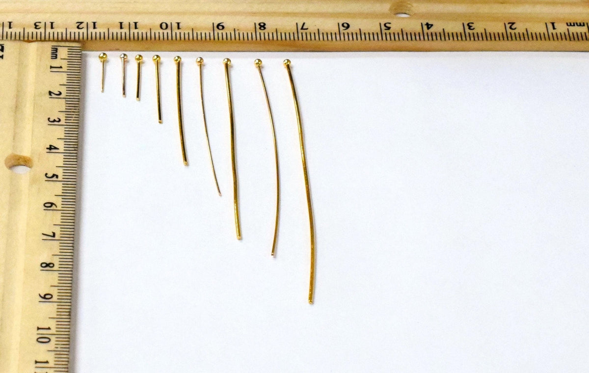 Round Head Pin Gold Filled Alternative - Jewelry Making Pins - Electroplated , Tarnish-Resistant Finish, Multiple Lengths