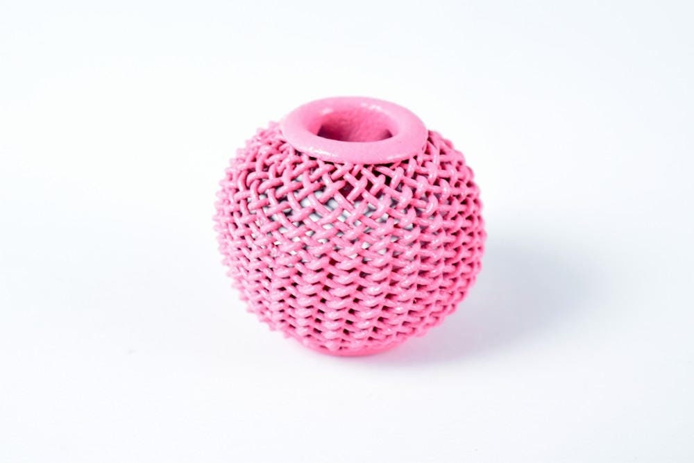 6 PCs Wire Mesh Beads Basketball wives large hole Round Beads 20mm metal jewelry big hoop earring chunky bead jewelry maki...
