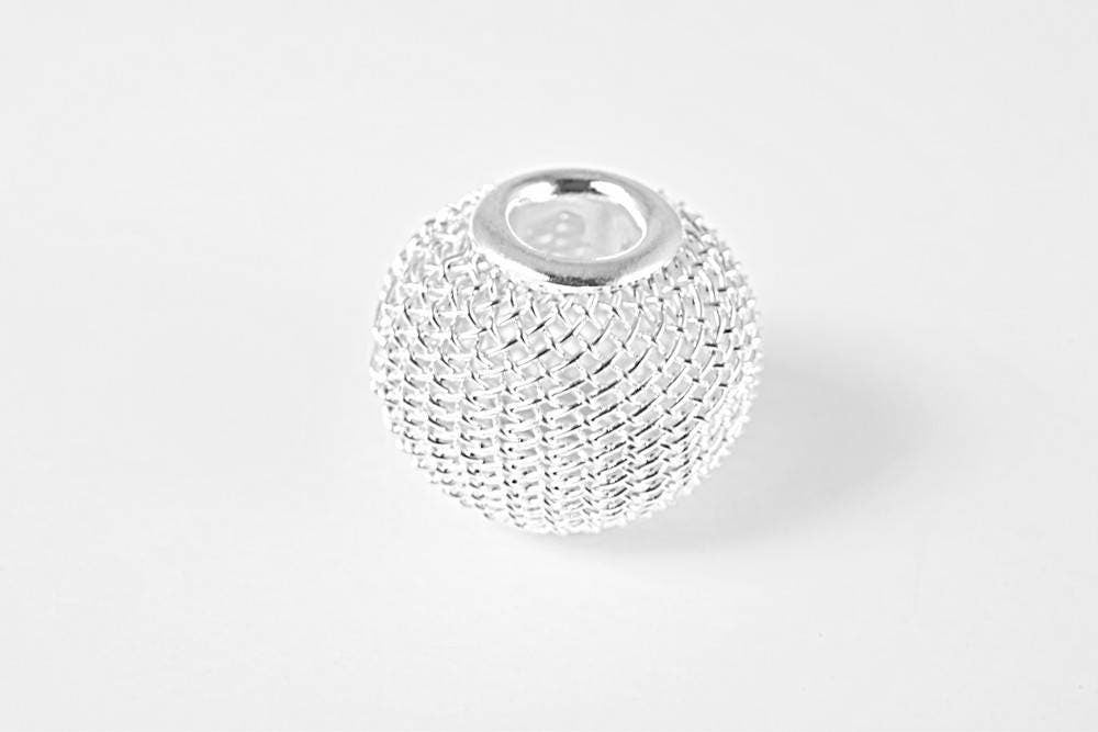 6 PCs Wire Mesh Beads Basketball wives large hole Round Beads 20mm metal jewelry big hoop earring chunky bead jewelry maki...