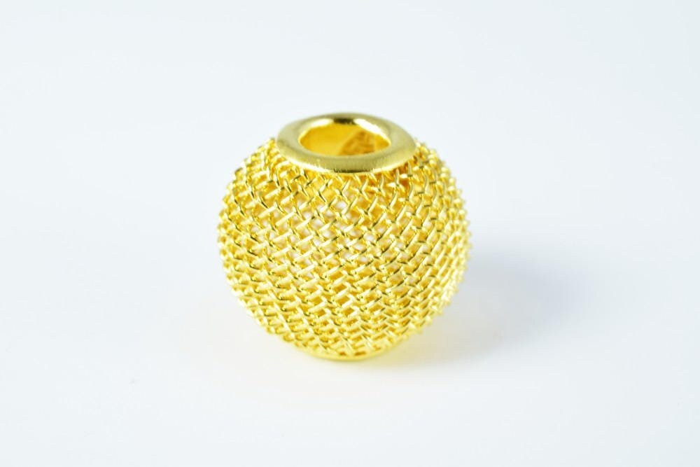 6 PCs Wire Mesh Beads Basketball wives large hole Round Beads 20mm metal jewelry big hoop earring chunky bead jewelry maki...