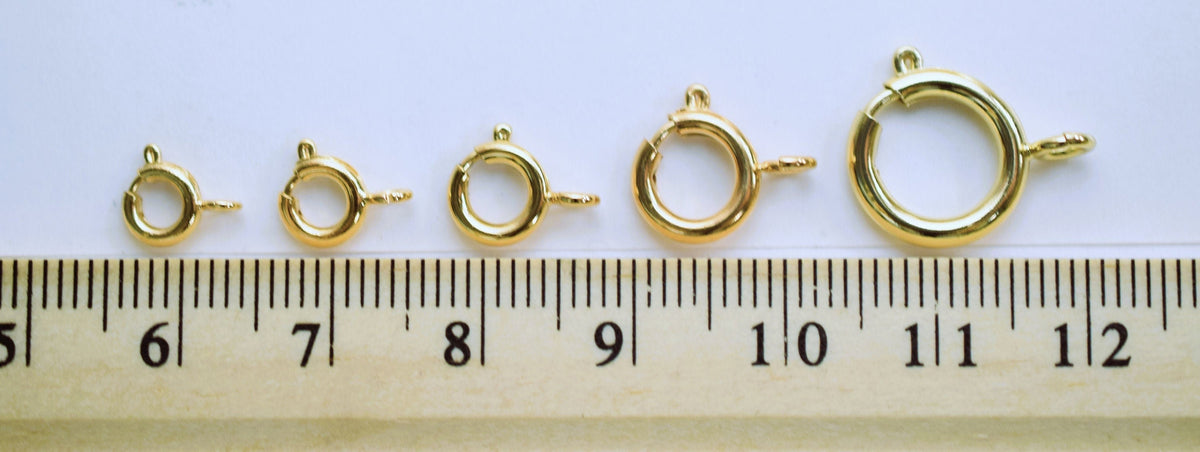 Gold Filled Look, EP spring and round clasp size 5mm/6mm/7mm/9mm/12mm Findings jewelry making supplies - detail image 2