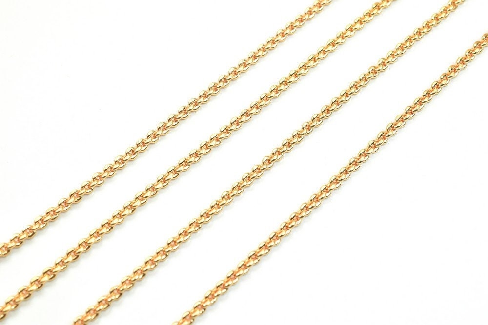 3 Feet 18K Pinky Gold Filled Look, Cable Chain, Link Chain Width 2mm Thickness 1mm findings Chain for Jewelry Making PGF07...