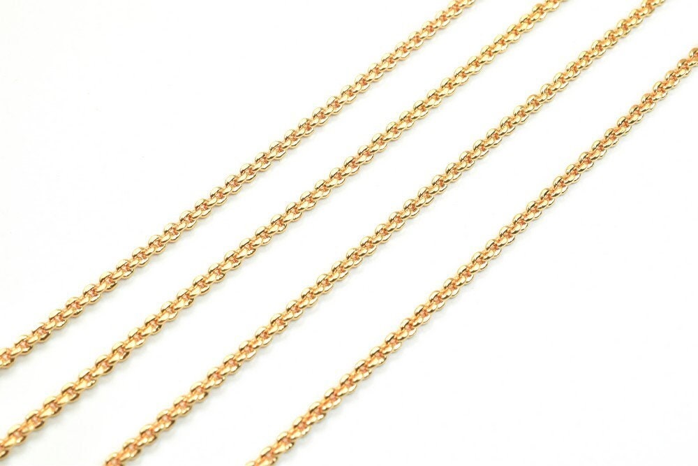 3 Feet 18K Pinky Gold Filled Look, Cable Chain, Link Chain Width 2mm Thickness 1mm findings Chain for Jewelry Making PGF07...