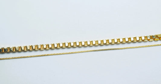 3 Feet 18K Gold Filled Look, Box Chain Width 3mm/1mm necklace customize findings for Jewelry supplier and wholesale jewelr...
