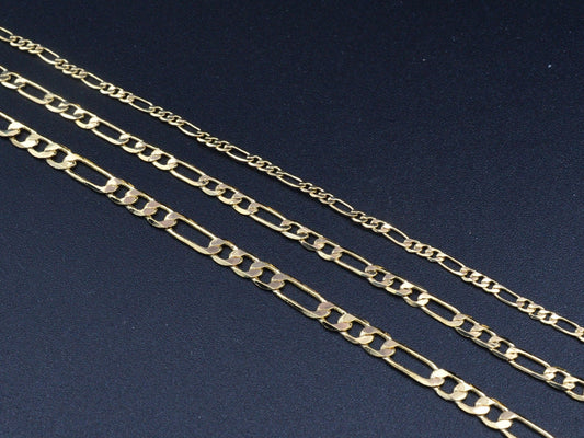 3Ft/PK 14K Gold Filled Look, Chain Figaro Curb Necklace 2mm/3mm/3.8mm findings Jewelry jewelry making supplies