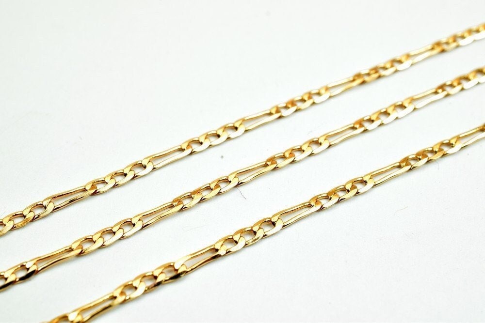 3 Foots 18K Pinky Gold Filled Look,Chain Figaro Chain Width 2mm Thickness 0.5mm Gold Filled finding for Jewelry Making jew...