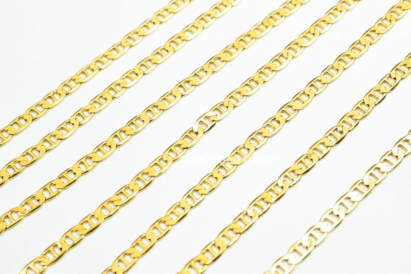 3 Feet 18K Gold Filled Look,  Anchor Chain/Marine Chain/Figarucci Chain Width 2.5mm Thickness 0.25mm findings for Jewelry...
