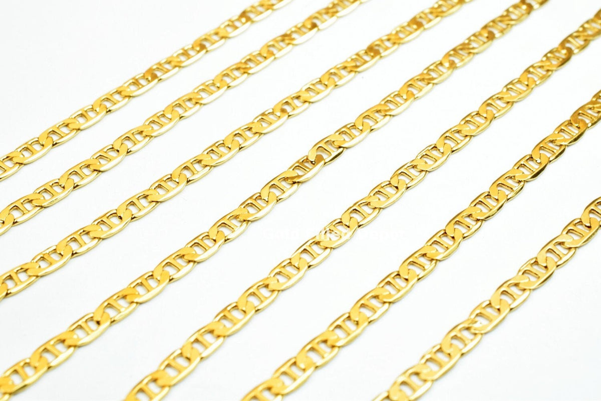 3 Feet 18K Gold Filled Look,  Anchor Chain/Marine Chain/Figarucci Chain Width 2.5mm Thickness 0.25mm findings for Jewelry...