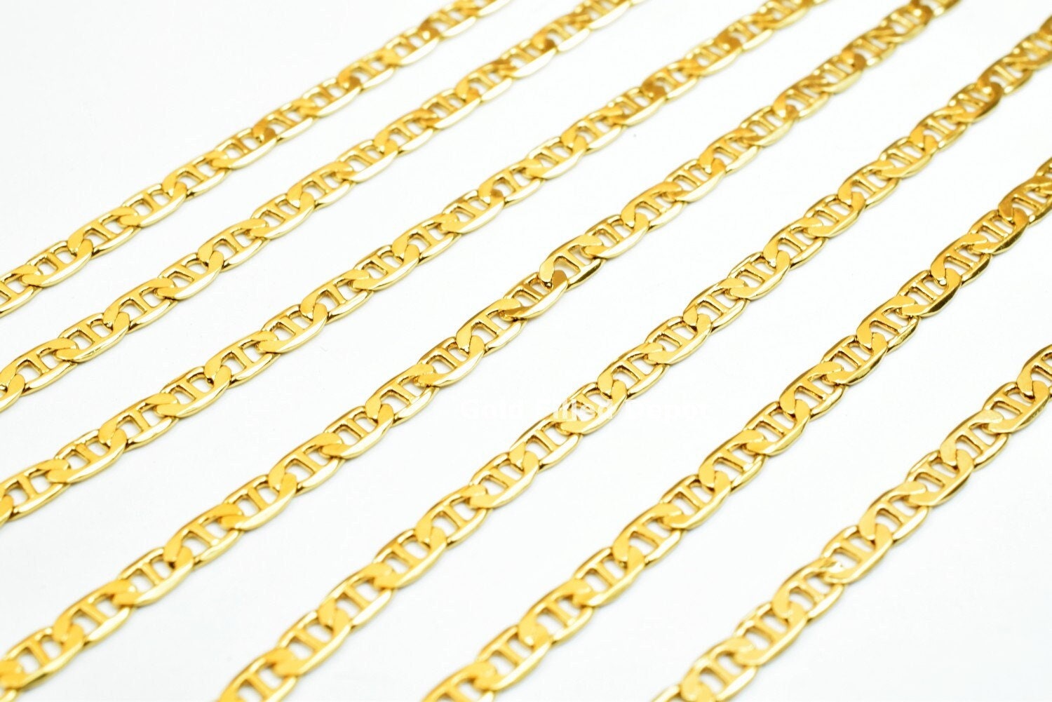 3 Feet 18K Gold Filled Look,  Anchor Chain/Marine Chain/Figarucci Chain Width 2.5mm Thickness 0.25mm findings for Jewelry...
