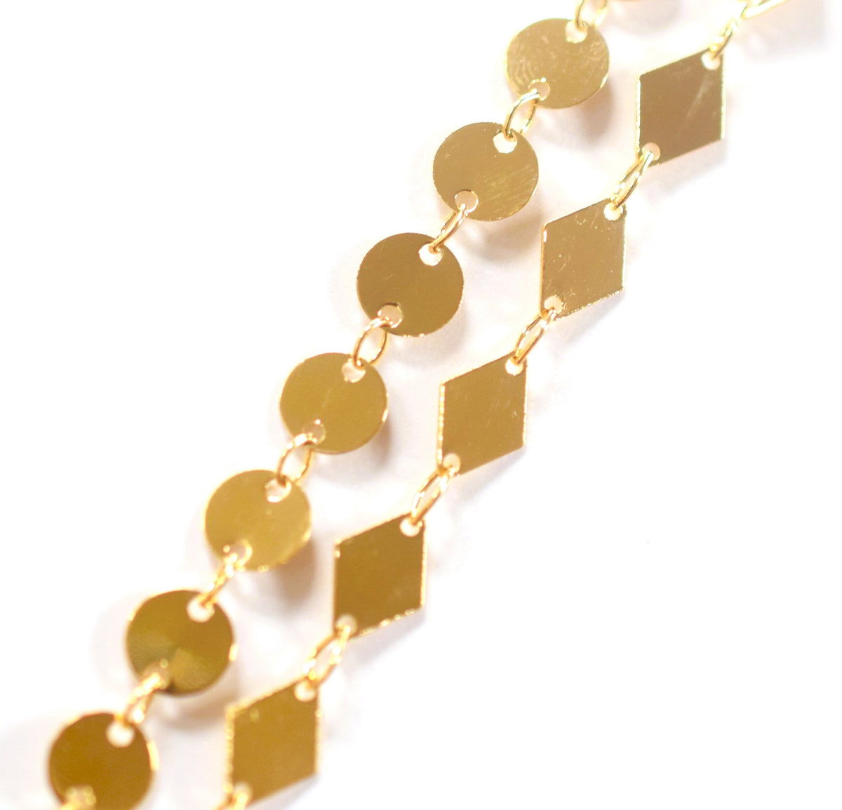 3 Feet 18K Gold Filled Look, Chain Diamond/Round link Necklace customize Chain Width 6mm findings for Jewelry supplier and...