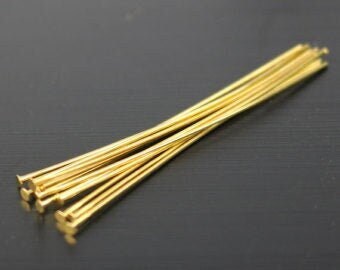 18K Gold Filled Look, Head Pin Flat Back 20mm/30mm/50mm and Eye Pin 16mm/40mm/50mm Findings for make Jewelry 10 PCs/Pack j...