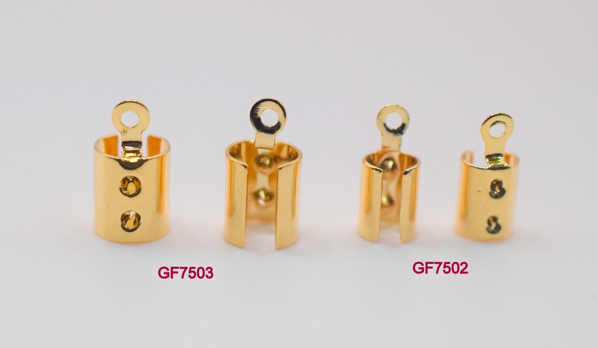 Crimp Cover Cord End Tip Beads For Jewelry Supplier Findings and Wholesale Sale by 10 PCs/ PK Gold Filled Look jewelry mak...