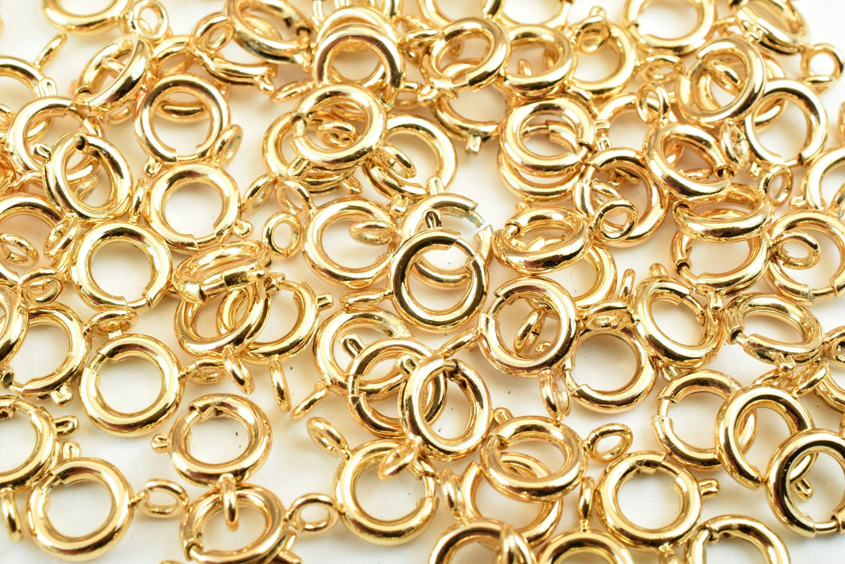 10 PCs 18K Gold Filled Look, Spring Clasp, Various Sizes, 6mm, 9mm, 10mm , 12mm  Gold Filled Look, Findings Beads Jewelry...