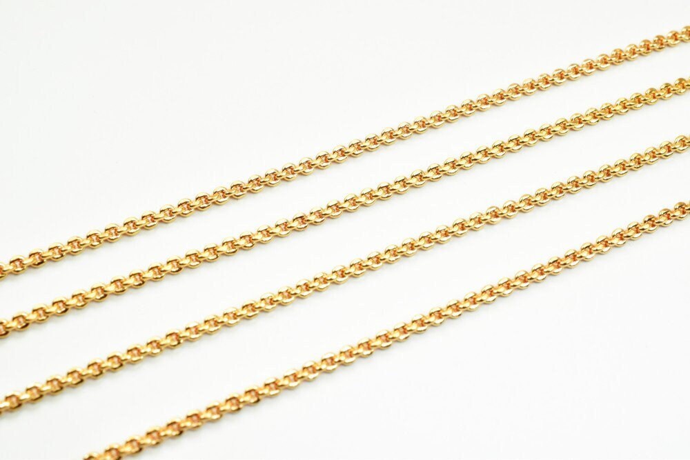 3 Feet 18K Pinky Gold Filled Look, Cable Chain, Link Chain Width 2mm Thickness 1mm findings Chain for Jewelry Making PGF07...
