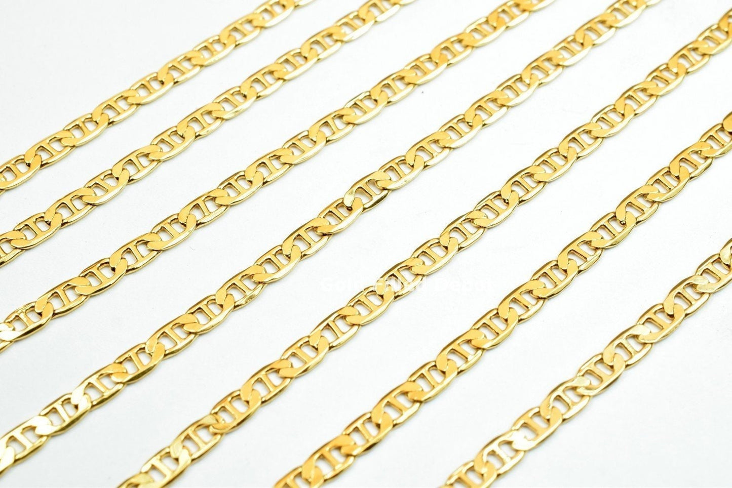 3 Feet 18K Gold Filled Look,  Anchor Chain/Marine Chain/Figarucci Chain Width 2.5mm Thickness 0.25mm findings for Jewelry...
