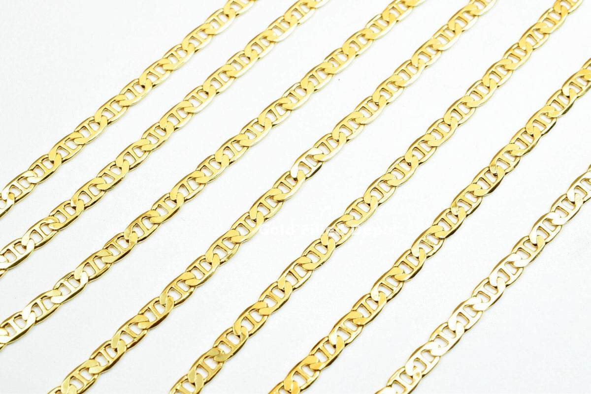 3 Feet 18K Gold Filled Look,  Anchor Chain/Marine Chain/Figarucci Chain Width 2.5mm Thickness 0.25mm findings for Jewelry...