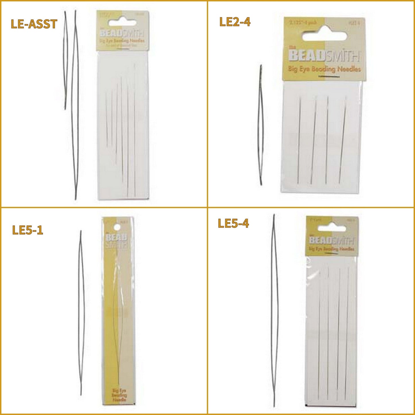 Big Eye Beading Needles Jewelry Making Tools, Large Soldered Eye (2.125" & 5", Assorted Packs, Steel)