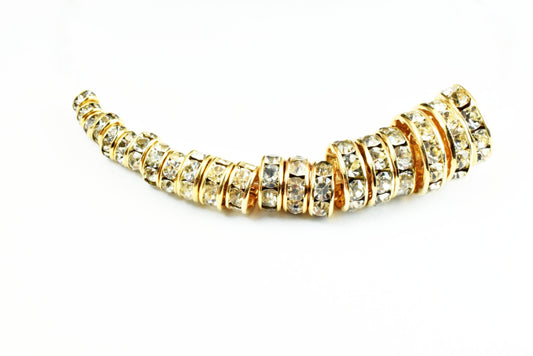 18K Gold Filled Look,Roundel Spacer Beads, Clear Rhinestone,Sizes 4mm/5mm/6mm/7mm/8mm/10mm/12mm  Spacer Findings Jewelry U...