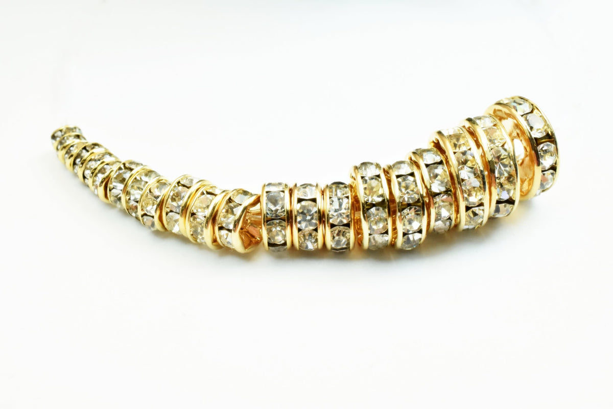 18K Gold Filled Look,Roundel Spacer Beads, Clear Rhinestone,Sizes 4mm/5mm/6mm/7mm/8mm/10mm/12mm  Spacer Findings Jewelry U...