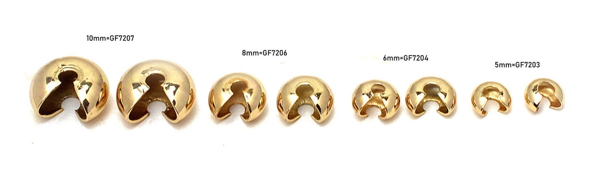 Crimp Cover Cord End Tip Beads For Jewelry Supplier Findings and Wholesale Sale by 10 PCs/ PK Gold Filled Look jewelry mak...
