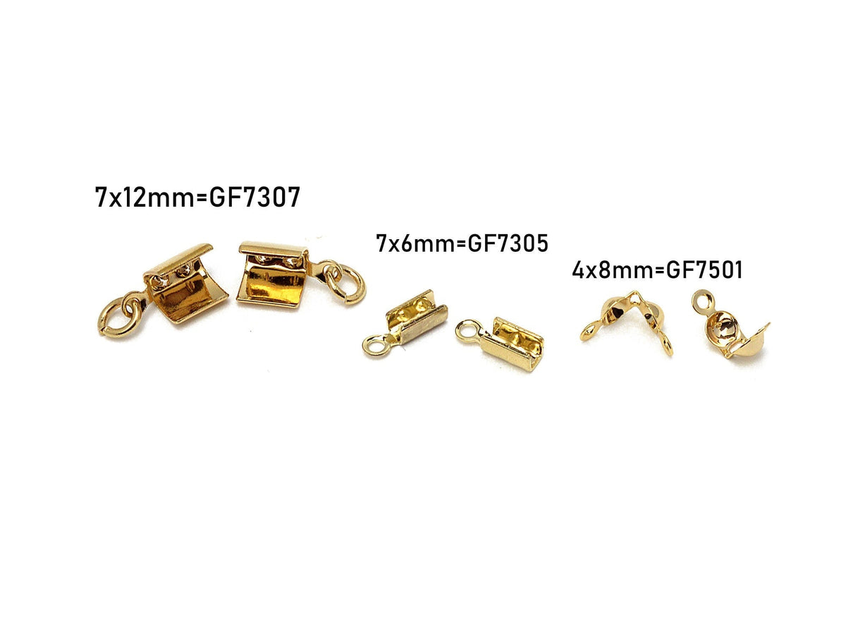 Crimp Cover Cord End Tip Beads For Jewelry Supplier Findings and Wholesale Sale by 10 PCs/ PK Gold Filled Look jewelry mak...