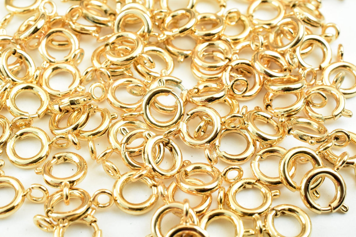 10 PCs 18K Gold Filled Look, Spring Clasp, Various Sizes, 6mm, 9mm, 10mm , 12mm  Gold Filled Look, Findings Beads Jewelry...