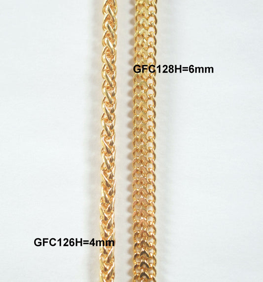 3 feet Gold Filled Look,Long Flat Cable Link Bismarck Cuban Chain Size 6mm, Wheat 4mm Customize necklace chain For Jewelry...