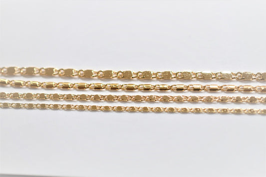 3 Feet 18K Gold Filled Look, Bar Scroll necklace Chain Size 1.8mm/2mm/2.3mm/3mm Findings Chain For Jewelry Supplier and cu...
