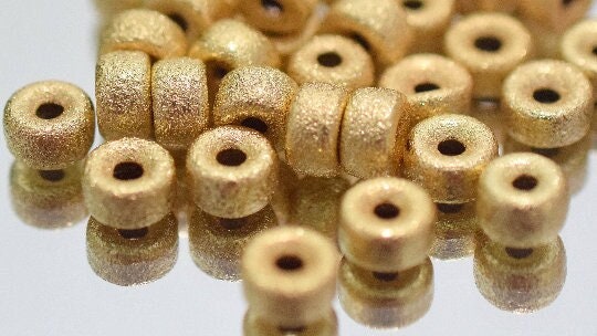 18K Gold Filled Look,Rondel Spacer Beads,Plain Beads, Stardust Roundel, Various Sizes 4mm, 6mm, 8mm,10mm Spacer Findings J...