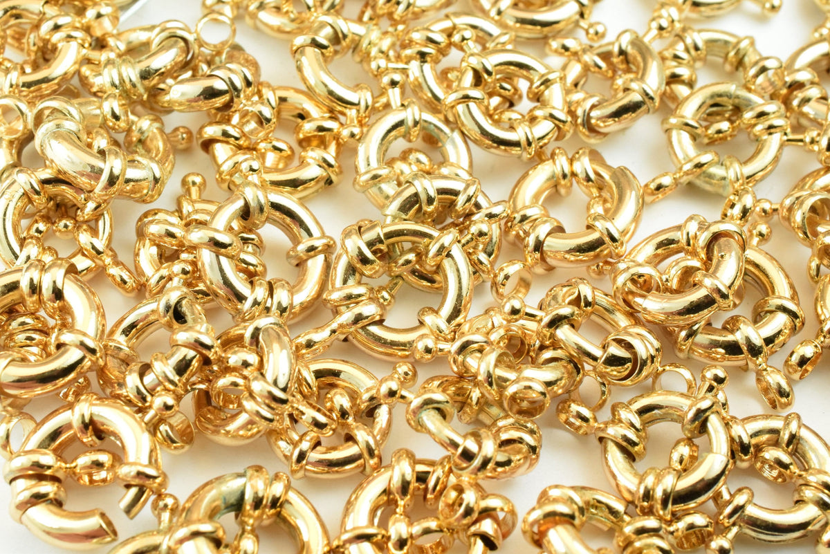 Wheel Spring Ring Clasp, Sizes, 10mm, 11mm, 13mm, 15mm,19mm,21mm 18K Gold Filled Alternative Findings Jewelry supplies 6 P...