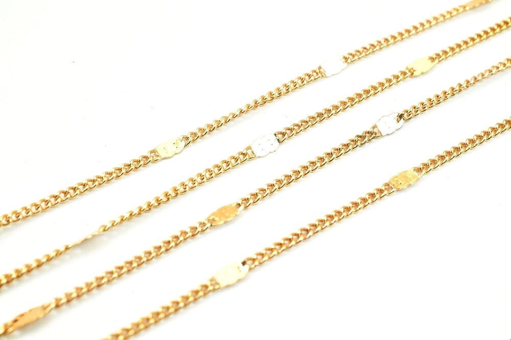 3 Feet 18K Pinky Gold Filled Look, Cuban Link Chain, Scroll Chain Width 2mm Thickness 1mm Gold Filled Finding Chain for Je...