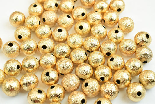 18K Gold Filled Look,Round Beads,Stardust Ball, Various Sizes, 2mm, 3mm, 4mm, 5mm, 6mm, 8mm, 10mm  Spacer Findings Beads J...