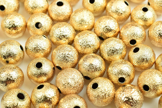 18K Gold Filled Look,Round Beads,Stardust Ball, Various Sizes, 2mm, 3mm, 4mm, 5mm, 6mm, 8mm, 10mm  Spacer Findings Beads J...