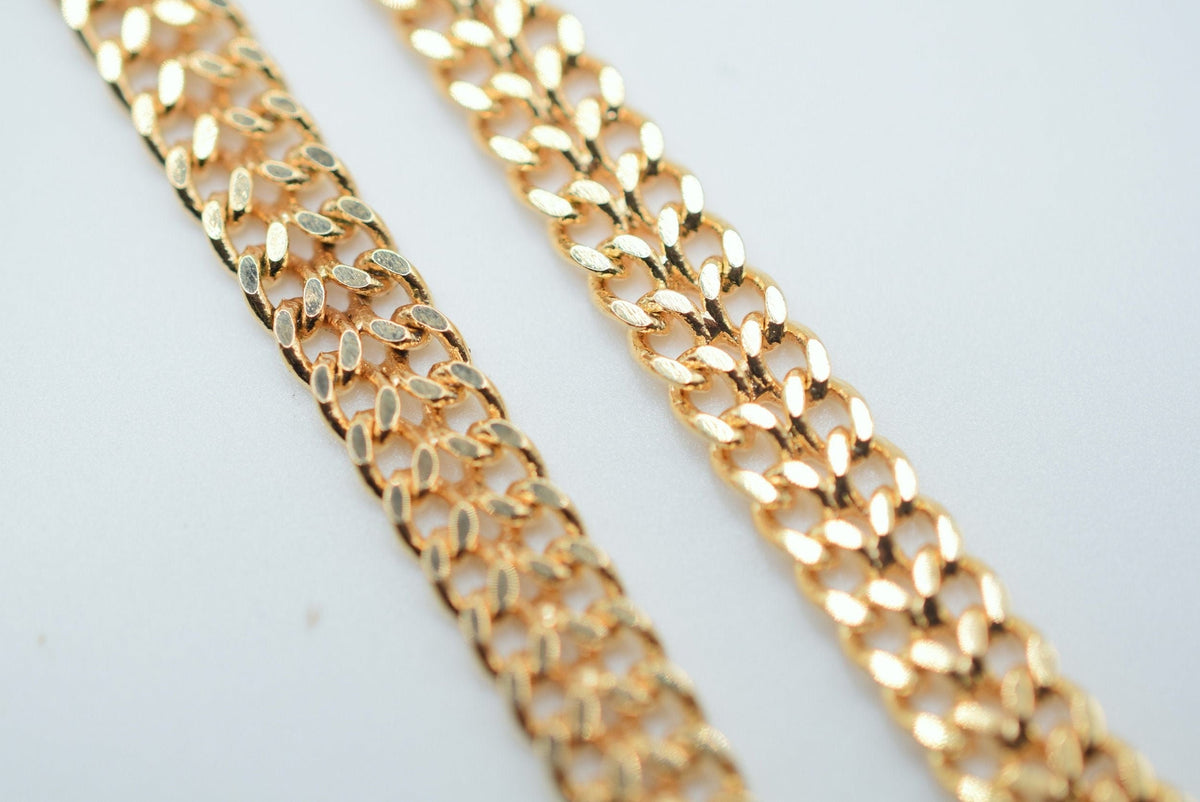 3 feet Gold Filled Look,Long Flat Cable Link Bismarck Cuban Chain Size 6mm, Wheat 4mm Customize necklace chain For Jewelry...