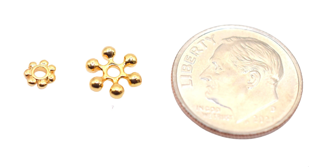 18K Gold Filled Look, Rondel Flower Spacer Beads  Various Sizes 7mm, 4mm,6mm,8mm Beads Jewelry USA Seller Sold 12 PCs/ PK...