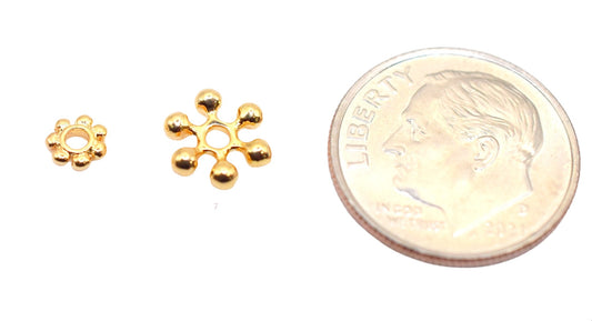 18K Gold Filled Look, Rondel Flower Spacer Beads  Various Sizes 7mm, 4mm,6mm,8mm Beads Jewelry USA Seller Sold 12 PCs/ PK...