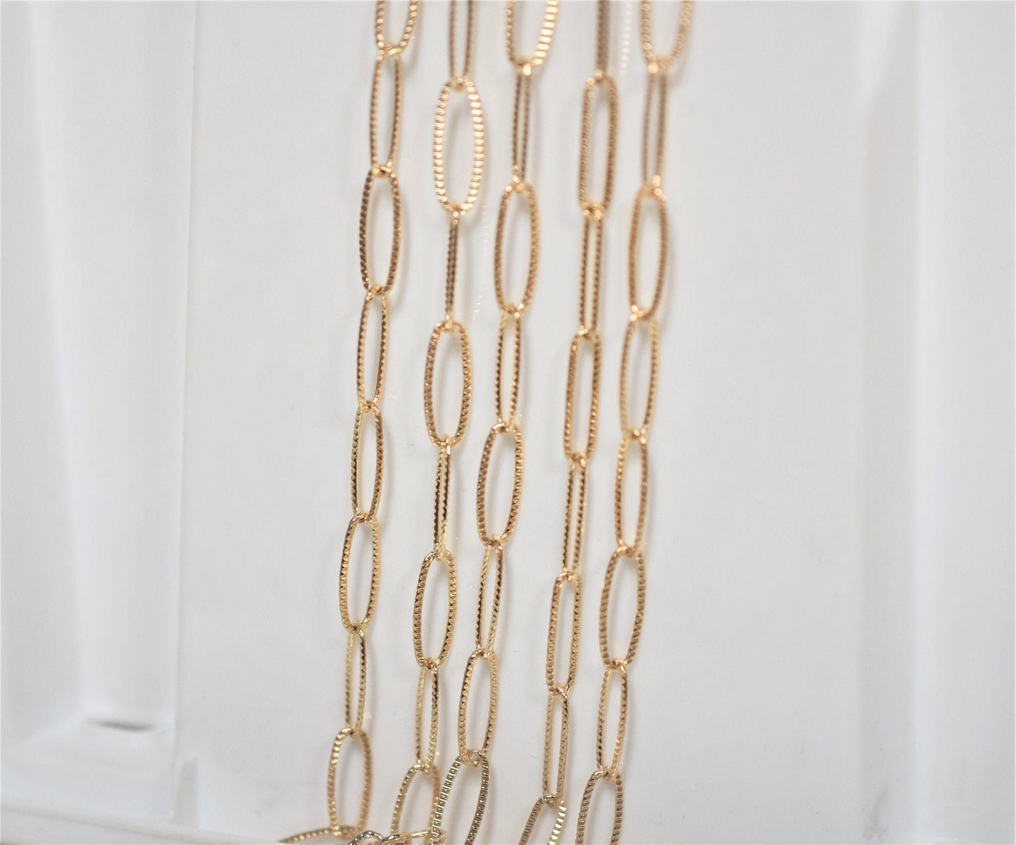 18K/14K Gold Filled Look, Paper Clip Cable Link Chain findings necklace Jewelry 3 FT/ PK jewelry making supplies - detail...