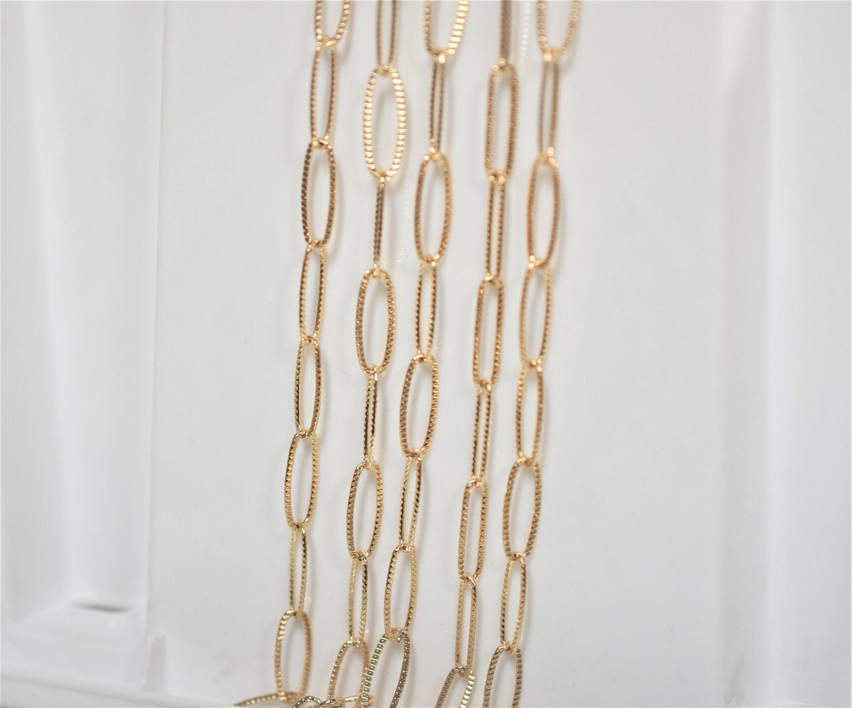 18K/14K Gold Filled Look, Paper Clip Cable Link Chain findings necklace Jewelry 3 FT/ PK jewelry making supplies - detail...