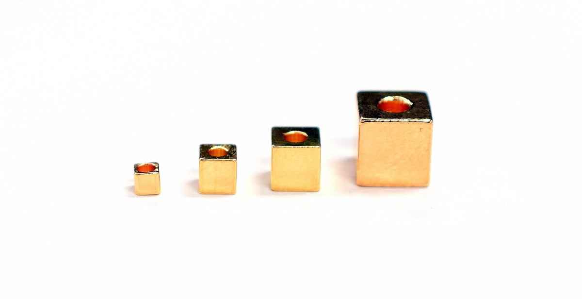 18K Gold Filled Look, Spacer Square Cube Hexagonal Beads,Plain,Seamless Roundel,Sizes from 2mm  Beads Jewelry USA Seller S...