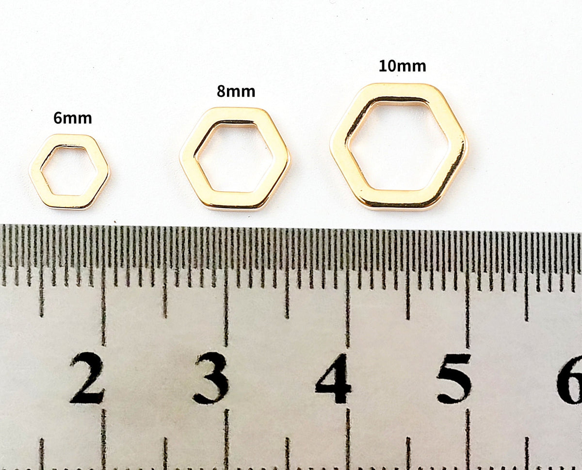 Gold Filled Alternative EP Hexagon Closed Jump Rings, Jewelry Findings, 18K Gold Tone (6mm-10mm Sizes, Base )