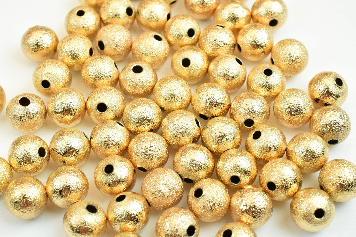 18K Gold Filled Look,Round Beads,Stardust Ball, Various Sizes, 2mm, 3mm, 4mm, 5mm, 6mm, 8mm, 10mm  Spacer Findings Beads J...
