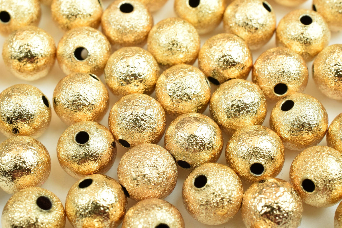 18K Gold Filled Look,Round Beads,Stardust Ball, Various Sizes, 2mm, 3mm, 4mm, 5mm, 6mm, 8mm, 10mm  Spacer Findings Beads J...